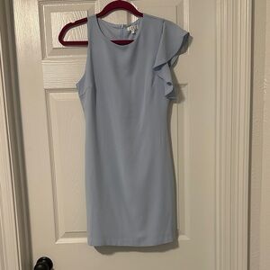 TCEC One Shoulder Ruffle Dress in Light Blue